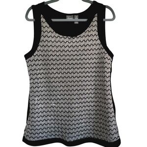 Chico's Travelers 2 Black/Bronze Tank‎ Top Front Lined Size Large Side Slit NWOT